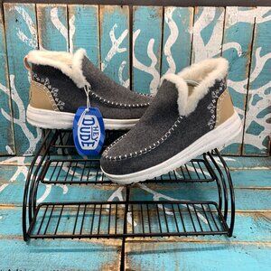 NEW Hey Dude Denny Wool Faux Shearling Women's Casual Shoes Grey Sz 6